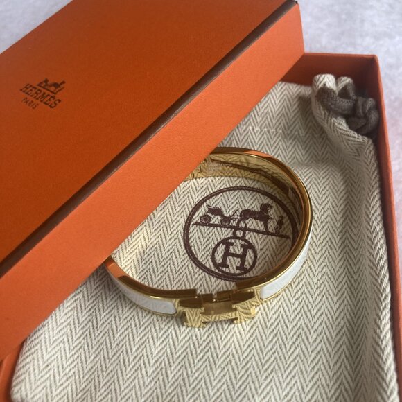 NWT Clic Enamel Bracelet Blanc White Gold, size Small - Picture 5 of 8